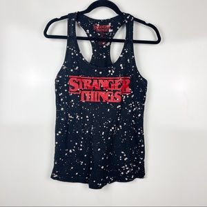Stranger Things Sleeveless Racerback Splattered Graphic Tank Top Size Medium